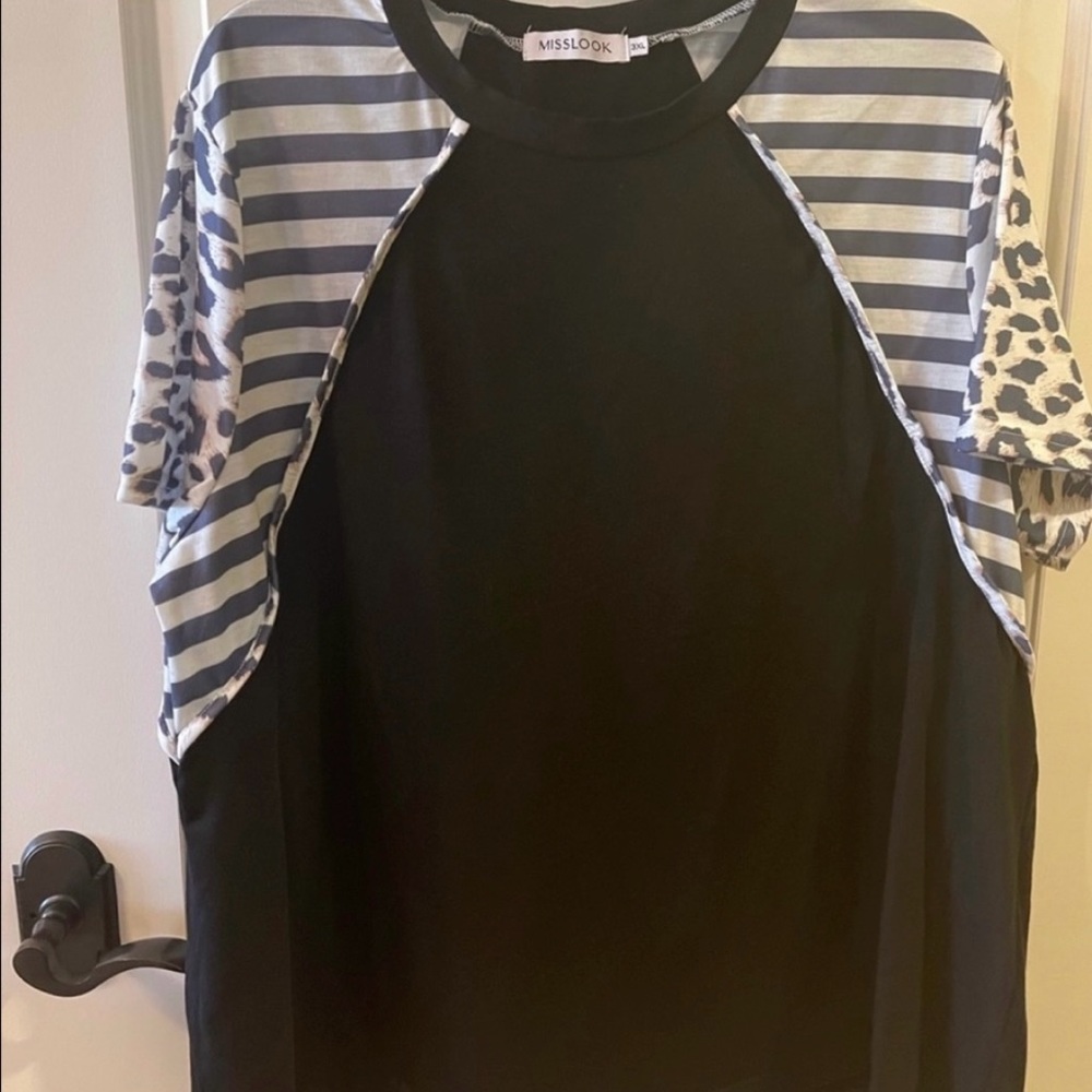 MissLook Leopard and Striped Tee 3XL NWOT